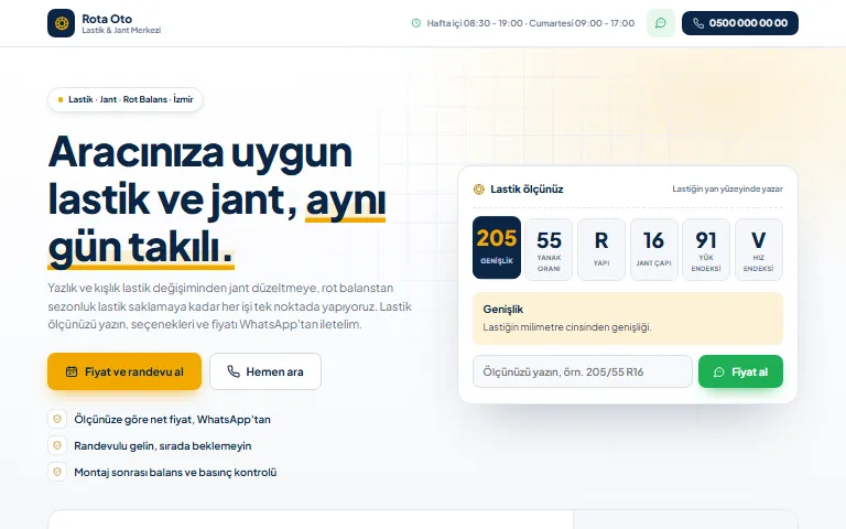 Lastikçi ve jant sitesi bilgisayar görünümü